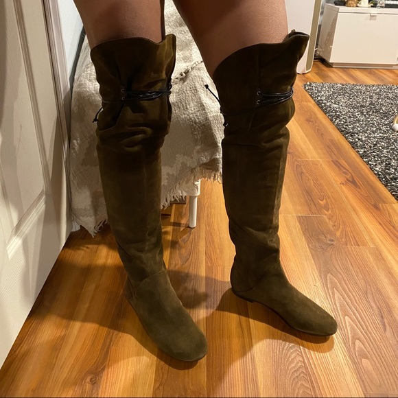 Giuseppe Zanotti olive green suede over the knee boots - Picture 10 of 11